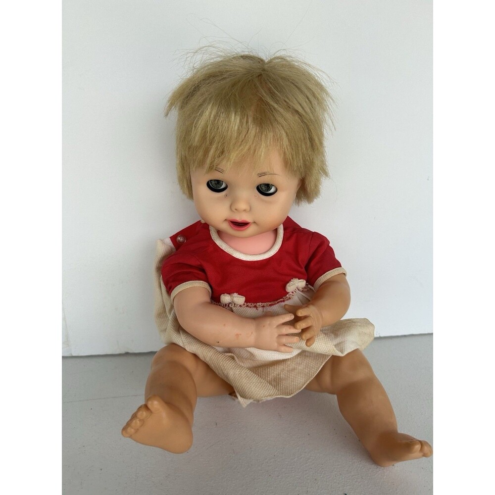1966 Deluxe Reading Baby Magic Doll 18” Magnetic Eyes Moving Mouth Original Dres